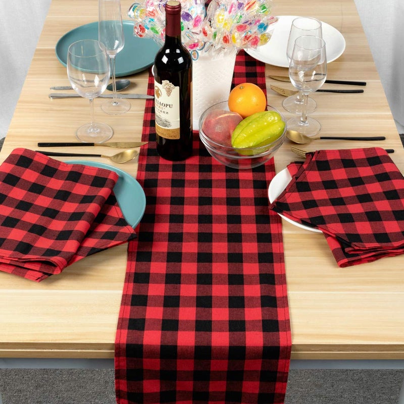 FIGEPO 3 Pack 12"x108" Buffalo Check Table Runners Red and Black Plaid Table Runner for Christmas Dinner, Lumberjack Party, Outdoor or Indoor Gatherings Table Home Decorations 12"x108" - Image 4